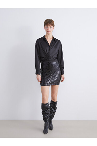 LC Waikiki Slim Fit Sequined Mini Skirt