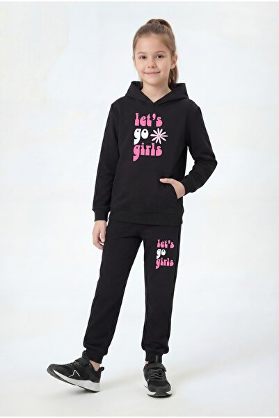 FYK COLLECTİON طقم بدلة رياضية للفتيات من Lets Go Girl بطباعة مفصلة وجيب على ...