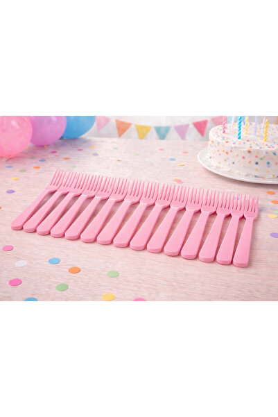 Happyewent 25-Piece Pink Plastic Forks – Disposable Durable Party Forks (Tran...