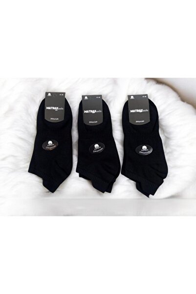 Matrax Pamuk – جوارب قطن قصيرة تركية (Ankle) بدون خياطة – أسود 12ازوج