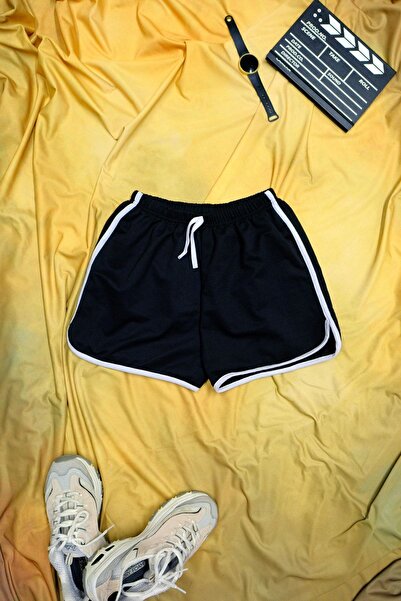 Gollinger Μίνι σορτς με χτενισμένο βαμβακερό σχίσιμο σε μαύρο χρώμα και λευκό