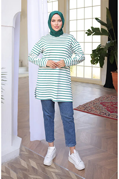 sefamerve Striped Sports Tunic 71295-07 Green