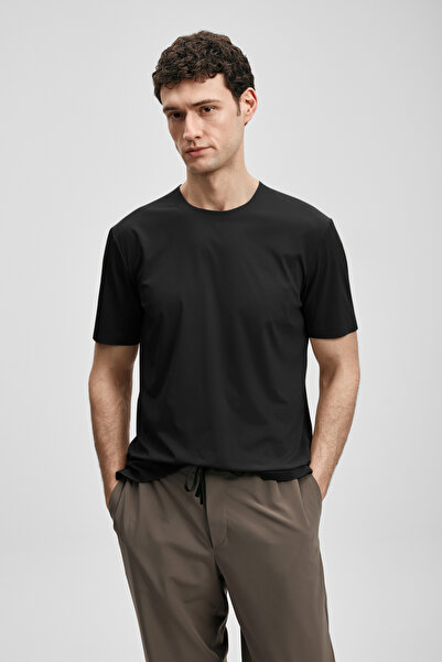 Lufian Nuvor Μοντέρνο Γραφικό T-Shirt Μαύρο