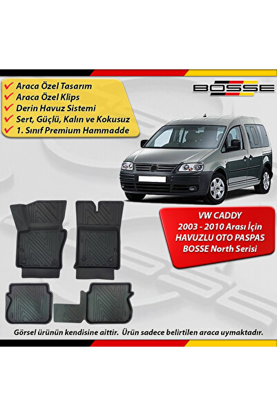 BOSSE North VW Caddy Paspas Araca Özel 2003 - 2010 Arası İçin Derin Havuzlu 3...