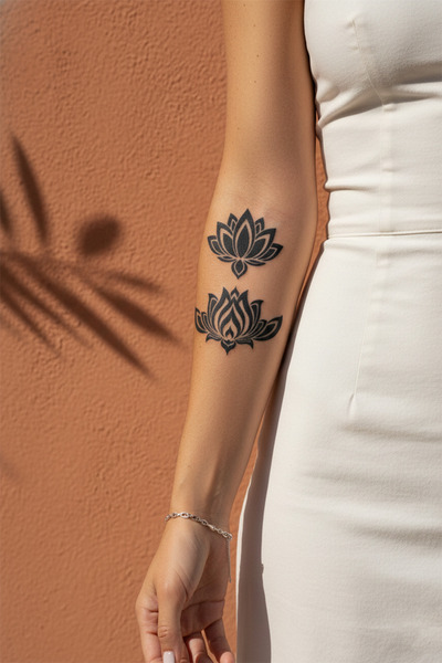 pivok İkili Lotus Çiçeği ve Zen Sembolü Tasarımlı Sanatsal Vücut Dövmesi - 1 ...