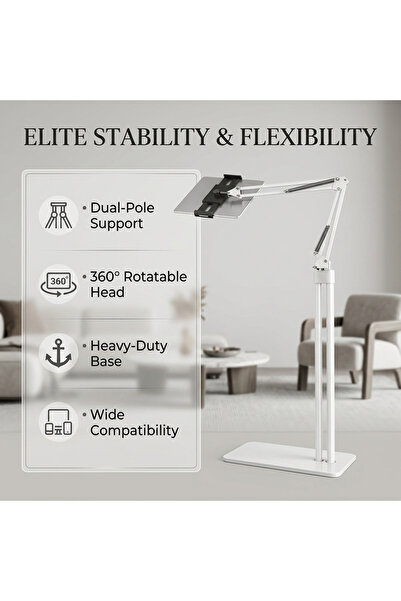 BESTONE قابل للتعديل في الارتفاع والزاوية 360 درجة °   حامل أرضي للهاتف والجه...