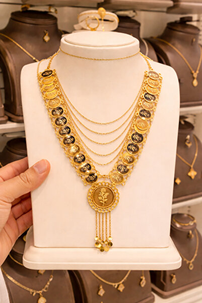 SAMGE مجوهرات تقليدية من الشرق الأوسط، قلادة متعددة الطبقات بتصميم عملات معدن...