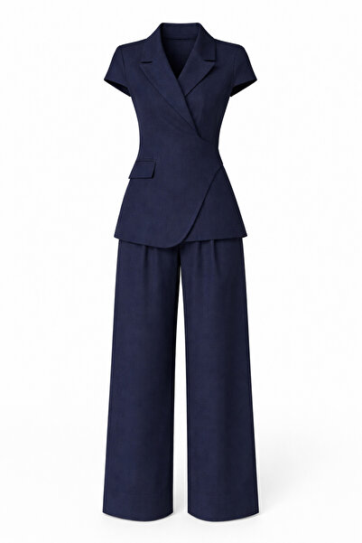 HAZELANNA Σετ Premium Γιλέκο-Παντελόνι Διπλό Σταυρωτό Μπλε Ναυτικό