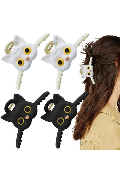 Arabest 4 Pack Cute Cat Hair Claw Clips - Large Strong Hold Fashion Styling A...