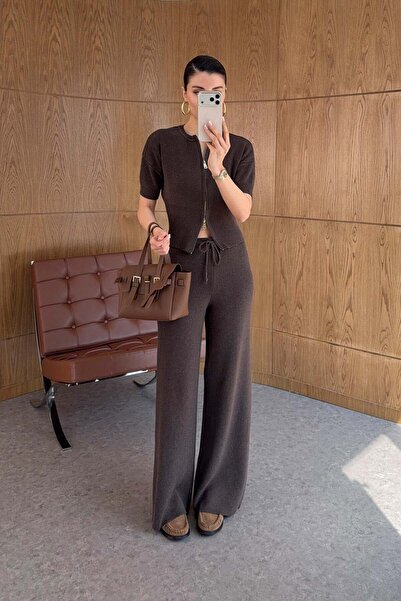 HAZELANNA Σετ δύο τεμαχίων με διπλό φερμουάρ σε καφέ χρώμα