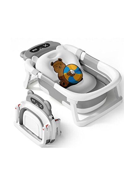 Little Mom Cadita bebelusi ultrapliabila grey, cu termometru incorporat, dop ...