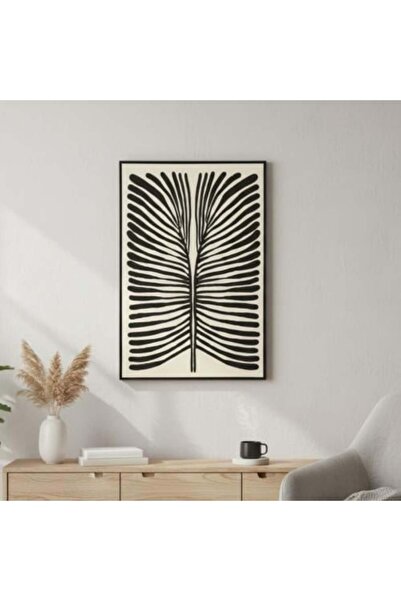Palma homez تصميم فني حديث للجدار على شكل ورقة نخيل باللون الأسود 123 × 83 سم