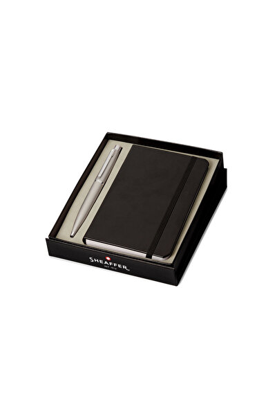 Sheaffer قلم Vfm 9400 ستروب فضي مع حواف مطلية بالكروم BP مع دفتر ملاحظات A6