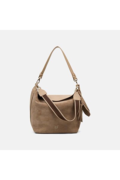 Desa Women's Beige Tassel Accessory Shoulder Bag