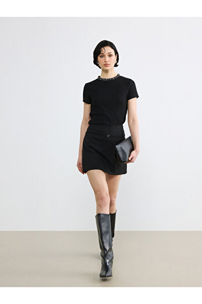 LC Waikiki Black Zippered Mini Skirt with Waistband