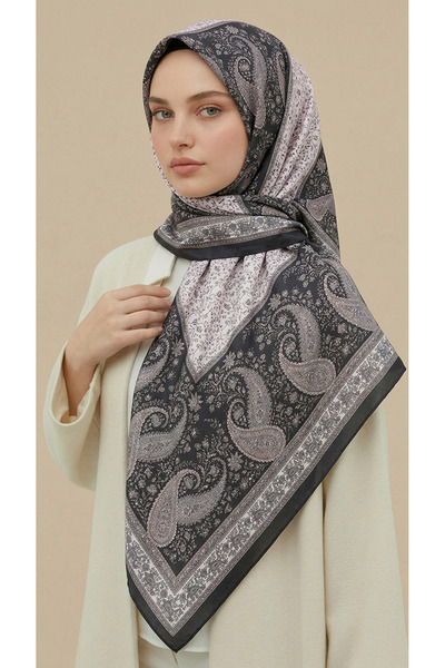 Karaca Ravena Patterned 120*120 cm Silk Chiffon Shawl