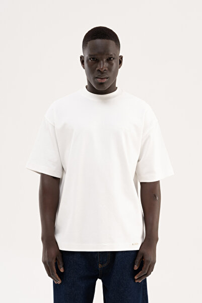 Machinist Tricou oversize Basic Interlock pentru bărbați, Ecru