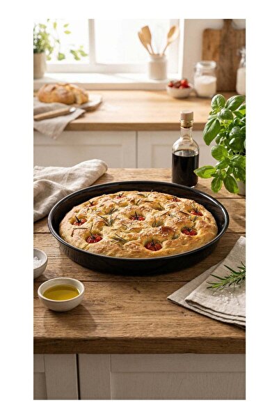 Easy Cooking Aluminium Non-Stock Round Baking Dish Pan Black 34cm