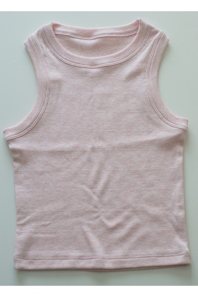 Mrey Women's Powder Pink Ribbed Crop Tank Top Sleeveless – Soft and Soft Fabric
