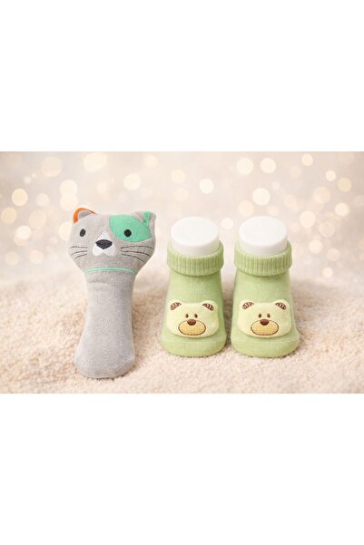 Akface مجموعة من 2 جوارب من القطن العضوي مع لعبة وطقم ألعاب صوتية من نوع راكل...