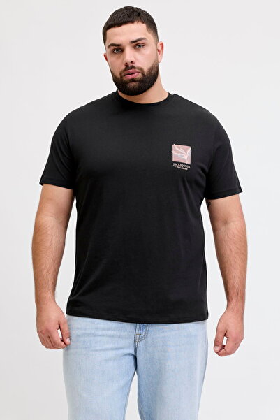 Jack & Jones Plus Size Chest Printed Crew Neck T-Shirt - Montauk