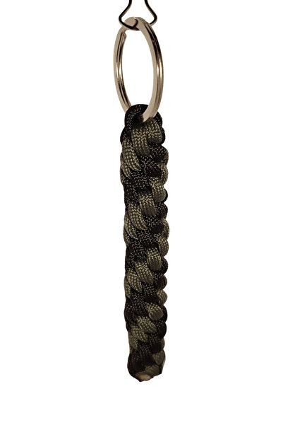Paracord Anahtarlık Haki Siyah El Örmesi Zırh Model Outdoor Çelik Halkalı