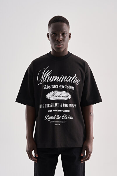 Machinist Erkek Printed Pocket Oversize Tişört Siyah