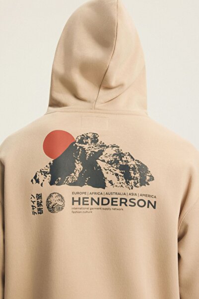 Henderson Hanorac bărbătesc cu glugă, cu imprimeu japonez, din amestec de bum...