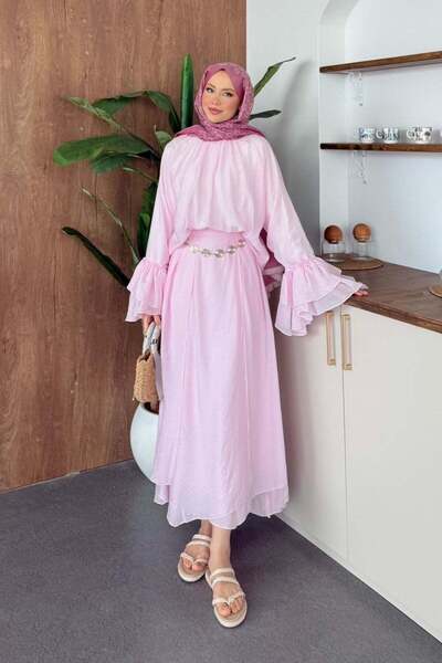 Hazamoda Selma Ruffle Set Pink