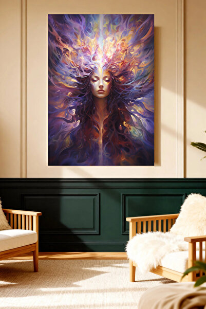 Mushen Studio Portret de femeie colorat, mistic și cosmic, tablou pe pânză fă...