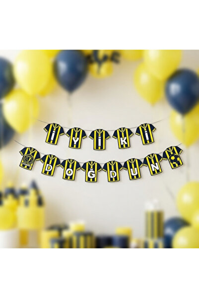 DODOMAR Happy Birthday Letter Banner Champion Yellow Navy Blue Lantern Fb