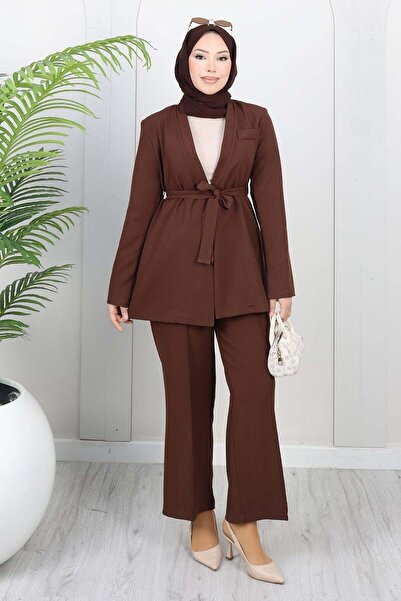 Missvalle Μαλακό Καφέ Κοστούμι Μπλέιζερ 19389