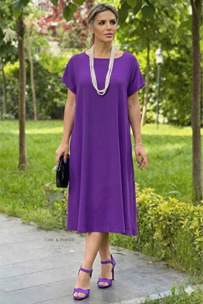 Nevin Kaya Moda Purple Pearl Cotton Dress