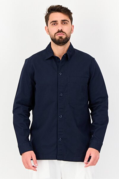 CELIO Men Regular Fit Solid Long Sleeves Casual Shirt, Navy