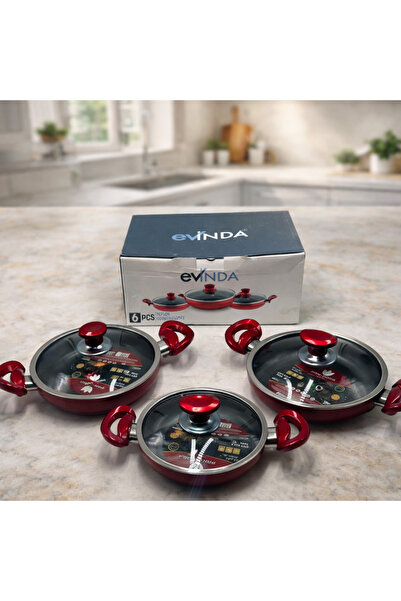 Rivorn Evinda 6-Piece Sahan Set with Honeycomb Non-Stick Coating - 18-20-22 cm