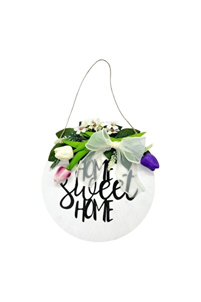 AFO Aranjament Floral pe Suport din Lemn Rotund Home Sweet Home