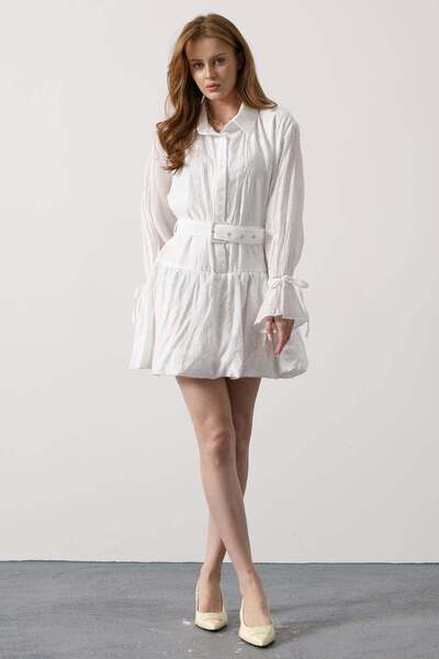 vuvutasarım New Season Patterned Women's Mini Dress with Kemar Detail 35559