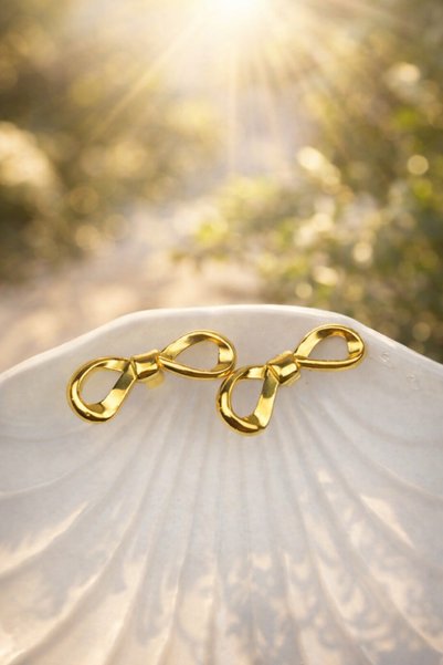 ABACIA Ribbon Bow Steel Earrings