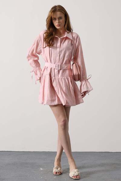 vuvutasarım New Season Patterned Women's Mini Dress with Kemar Detail 35559