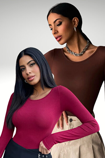 Bipantolon ياقة نسائية باللون البني الداكن والأحمر الداكن بتصميم الأميرة