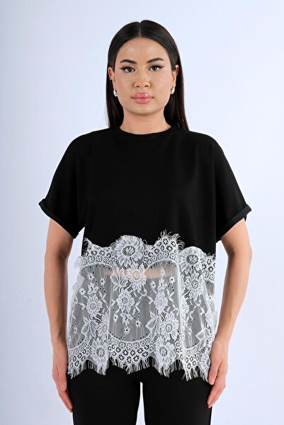 mylunessa Μπλουζάκι Modal με δαντέλα στη φούστα