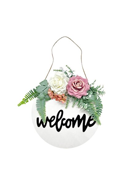 AFO Aranjament Floral pe Suport din Lemn Rotund Welcome