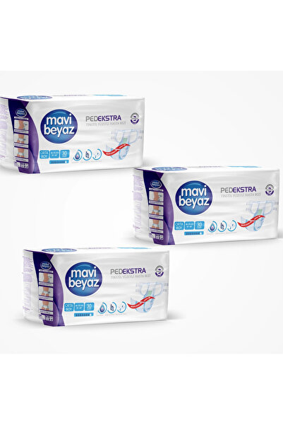 BEYAZ Blue Pad Extra Patient Diapers with Waist Band (m) Medium 30 Pack X 3 P...