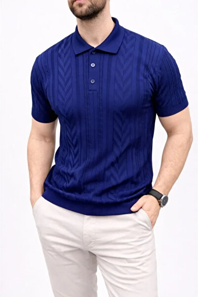 Simala Men's Summer Knitwear T-Shirt Short Sleeve Polo Collar Buttoned T-Shir...