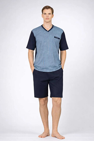 Pierre Cardin Men's V-Neck 3-Piece Pajama Set Sky Blue Color 026Pc.Z.6Eta1.Gr...