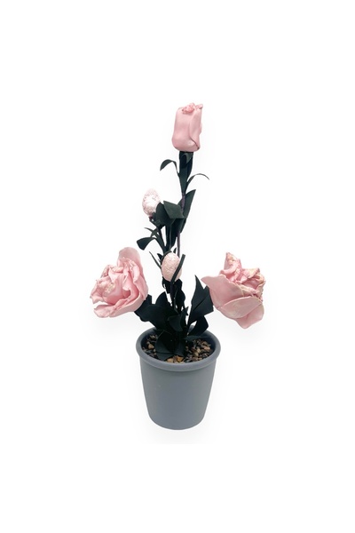 AFO Βίντατζ Τεχνητό Τριαντάφυλλο από Αφρό σε Δοχείο με 3 Σύρματα - Ροζ