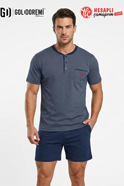 gd goldoremi Ανδρικό σετ πιτζάμες Premium από 100% βαμβάκι με κουμπιά, κοντομ...