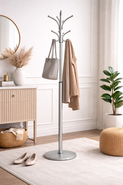 N.zone Elegant Metal Floor Clothes Rack with Modern Design Multi-Hook Garment...