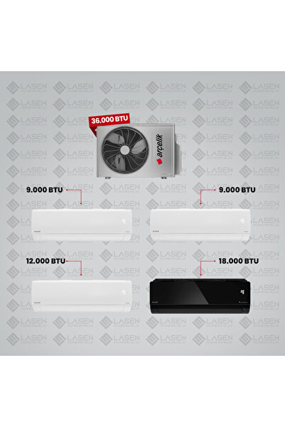 Arçelik 1+4 Multi Sistem Klima / 36100 Md Pro Dış Ünite (2 adet 9 BTU BEYAZ +...
