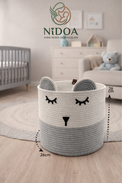 Nidoa Γκρι Μονό Καλάθι Οργάνωσης Παιχνιδιών και Ρούχων Πολλαπλών Χρήσεων για ...